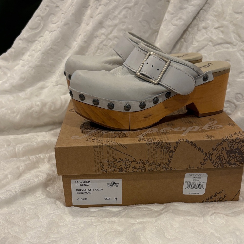 Free People Culver City Clogs with Wooden Heel